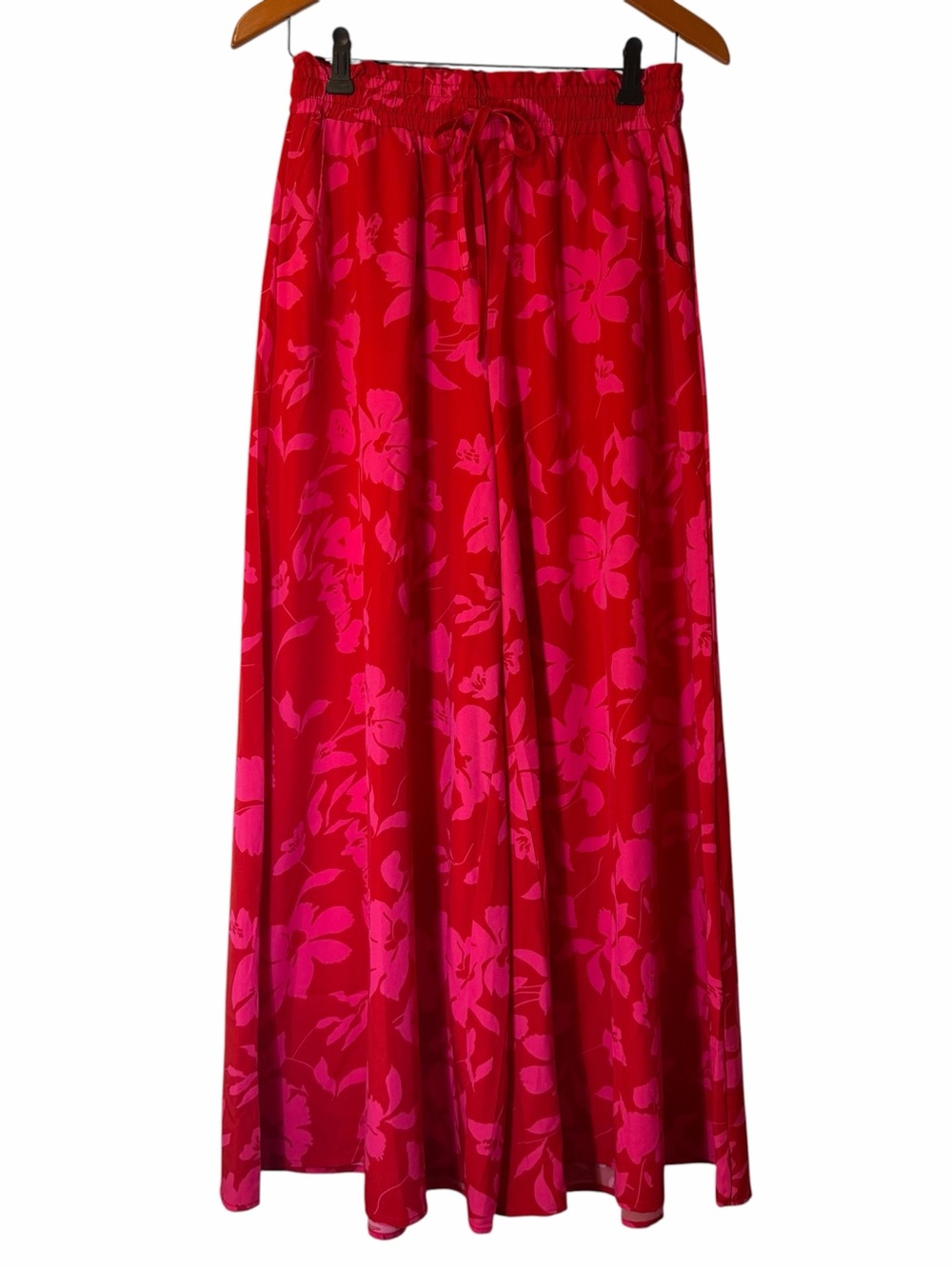 Pretty Garden Pink Tropical Wide Leg Palazzo Pants Beach Pull On Women M NEW - Picture 3 of 7